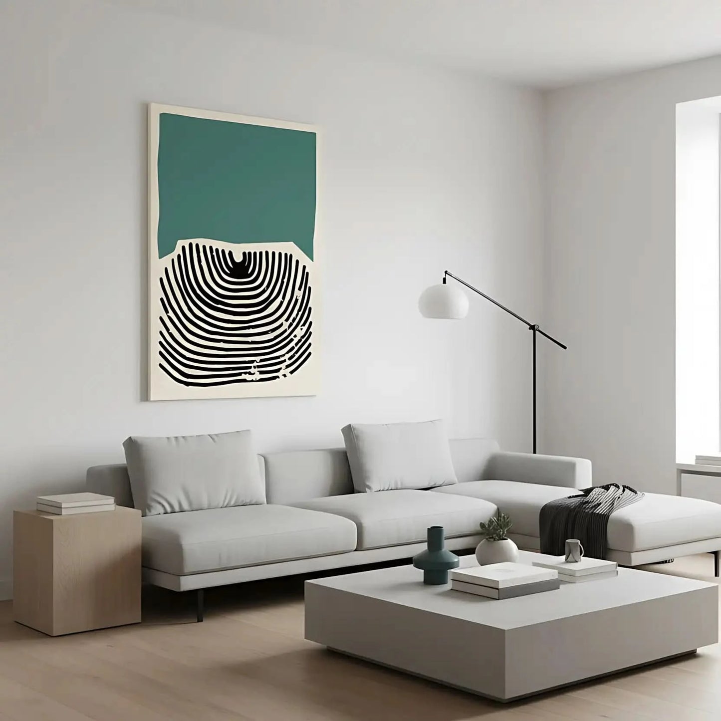 Illustration de lignes fluides formant un jeu harmonieux avec des couleurs douces.