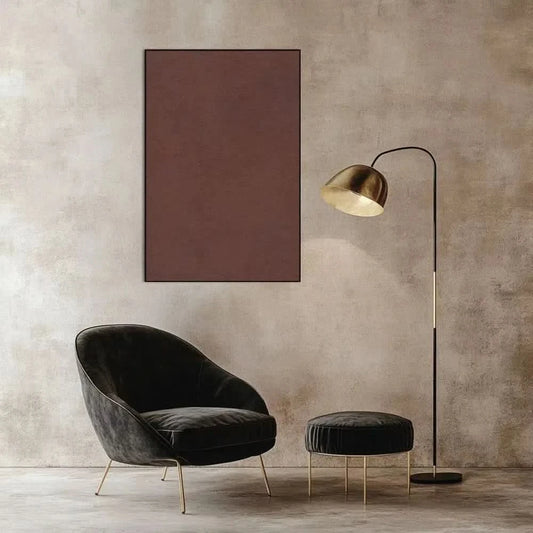 Tableau minimaliste avec texture terreuse en brun chaud. Ambiance apaisante, idéal pour un salon moderne.