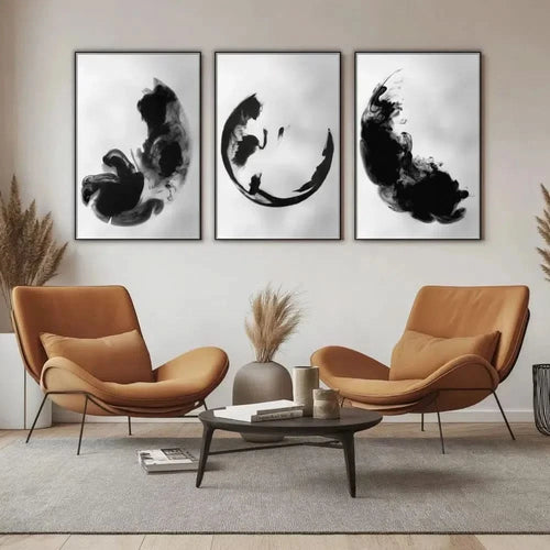 Illustration d’une spirale d'encre fluide, apportant une dynamique fluide et élégante à la décoration.