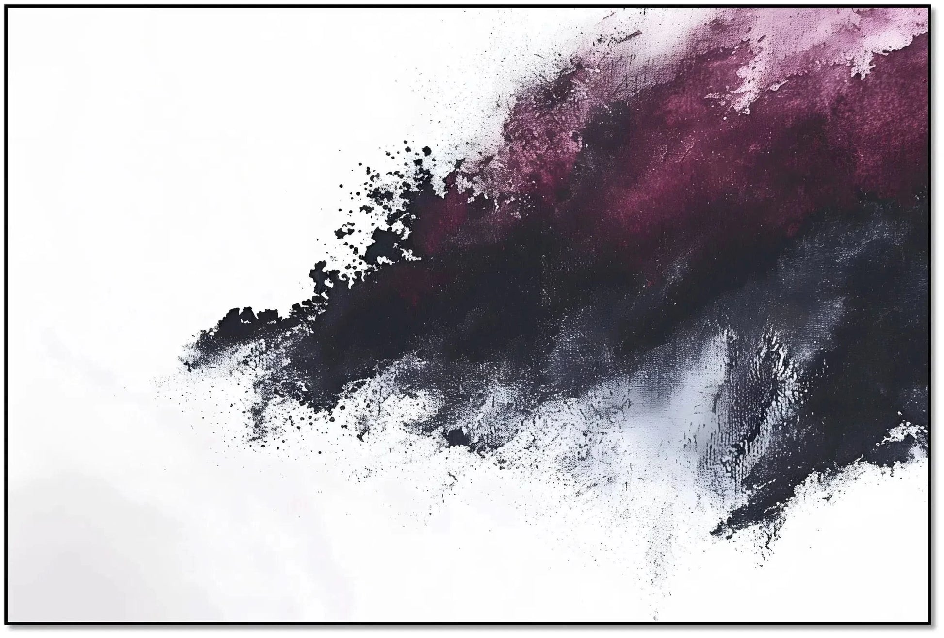 Flamme abstraite avec des couleurs noires et rouges, évoquant énergie brute et mystère, idéale pour un salon moderne et un décor contemporain.