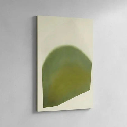 Tableau abstrait en vert doux avec formes courbes. Atmosphère apaisante, idéal pour un salon contemporain.