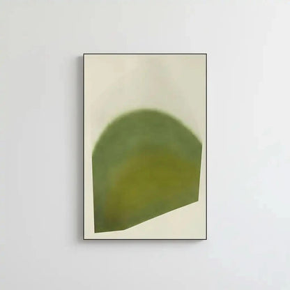 Tableau abstrait en vert doux avec formes courbes. Atmosphère apaisante, idéal pour un salon contemporain.