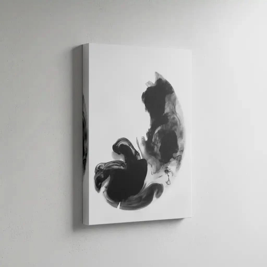 Illustration d’encre en mouvement, apportant une ambiance mystérieuse et fluide à l’espace.