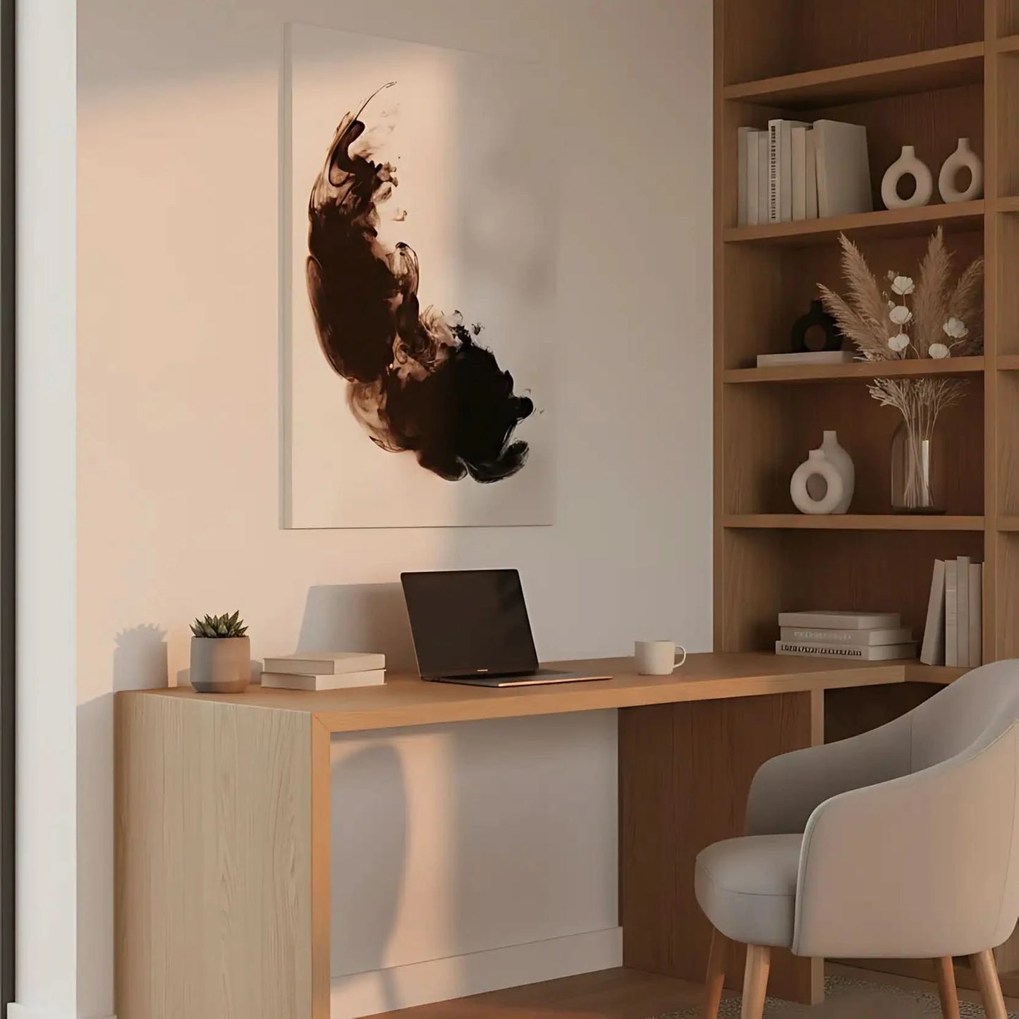 Illustration d’une spirale d'encre fluide, apportant une dynamique fluide et élégante à la décoration.