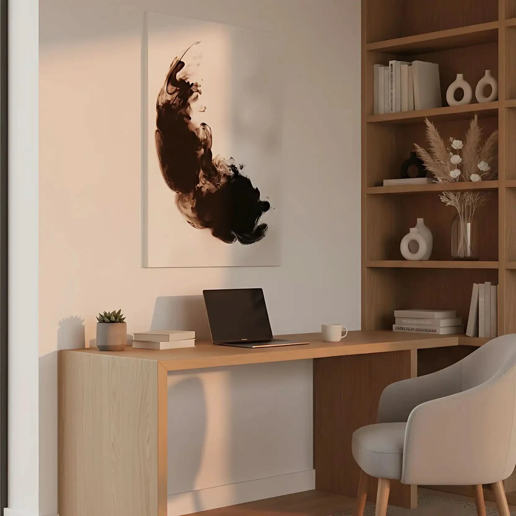 Illustration d’une spirale d'encre fluide, apportant une dynamique fluide et élégante à la décoration.