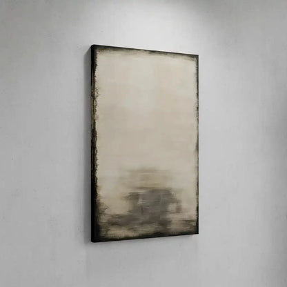 Tableau minimaliste en tons beige et noir avec effet vieilli. Ambiance apaisante, idéal pour un salon moderne.