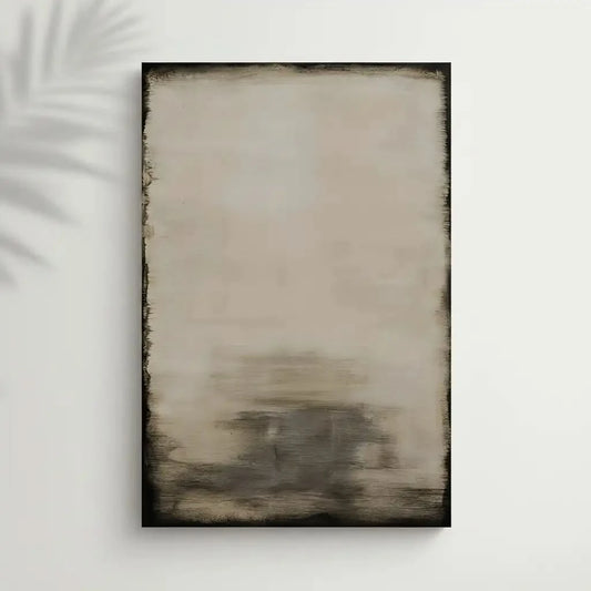 Tableau minimaliste en tons beige et noir avec effet vieilli. Ambiance apaisante, idéal pour un salon moderne.