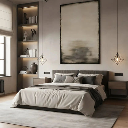 Tableau minimaliste en tons beige et noir avec effet vieilli. Ambiance apaisante, idéal pour un salon moderne.