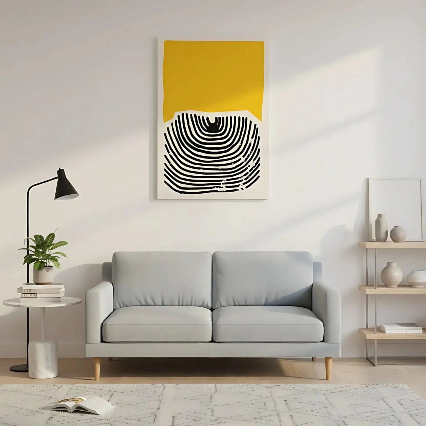 Illustration de lignes ondulantes créant une impression de profondeur et de rythme.