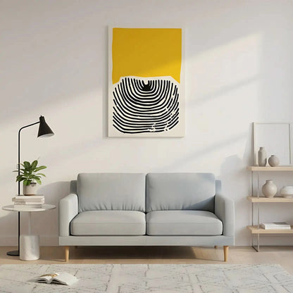 Illustration de lignes ondulantes créant une impression de profondeur et de rythme.