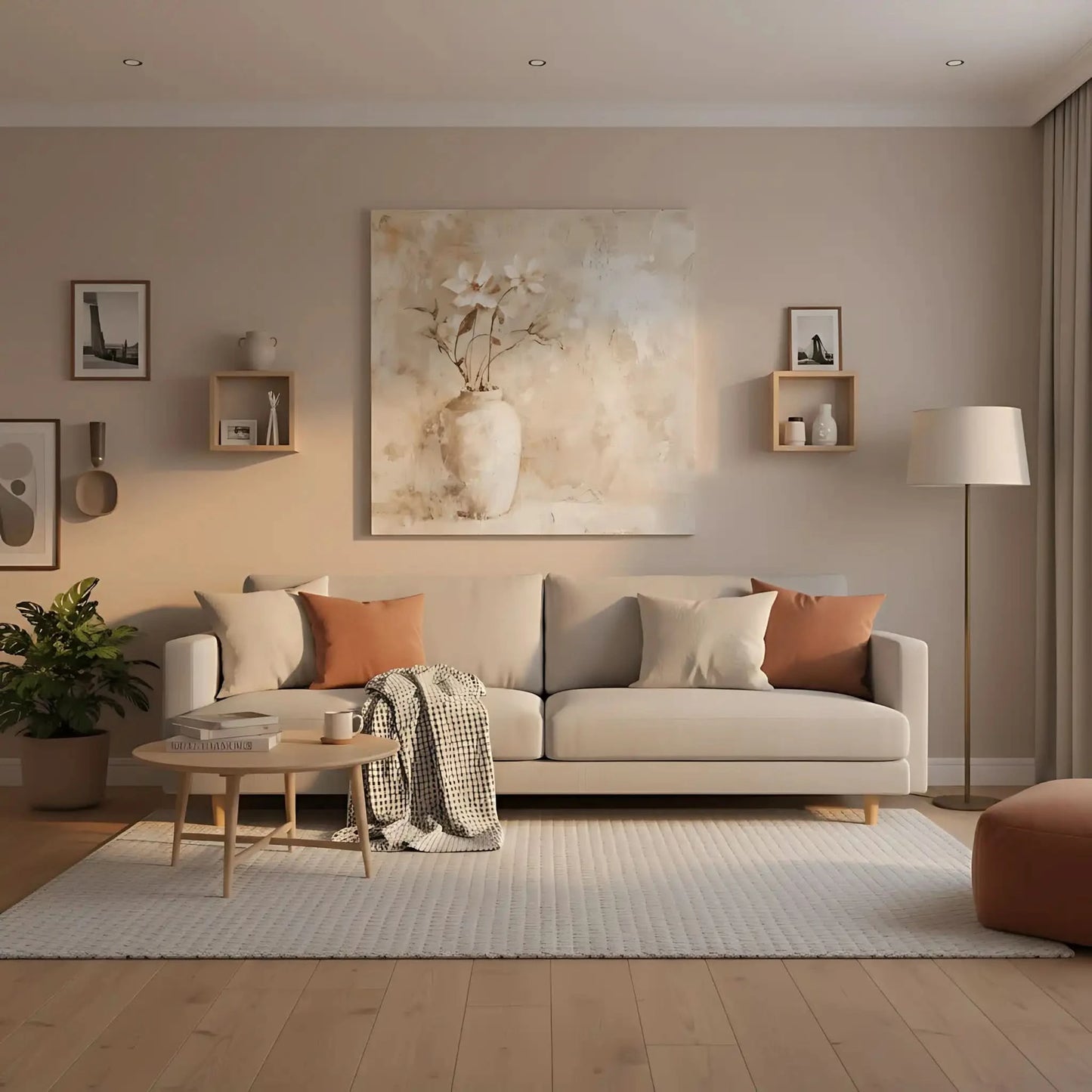 Une peinture de fleurs délicates dans un vase blanc, capturant la beauté simple et naturelle de la nature.