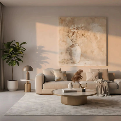 Une peinture de fleurs délicates dans un vase blanc, capturant la beauté simple et naturelle de la nature.