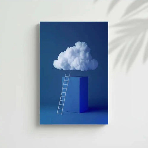 Illustration d'une échelle menant vers un nuage flottant, symbolisant l'ascension vers des rêves et des idéaux.