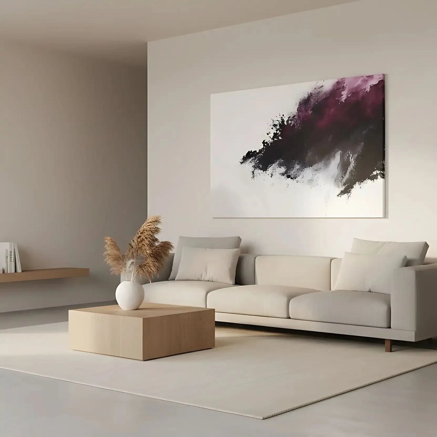 Flamme abstraite avec des couleurs noires et rouges, évoquant énergie brute et mystère, idéale pour un salon moderne et un décor contemporain.