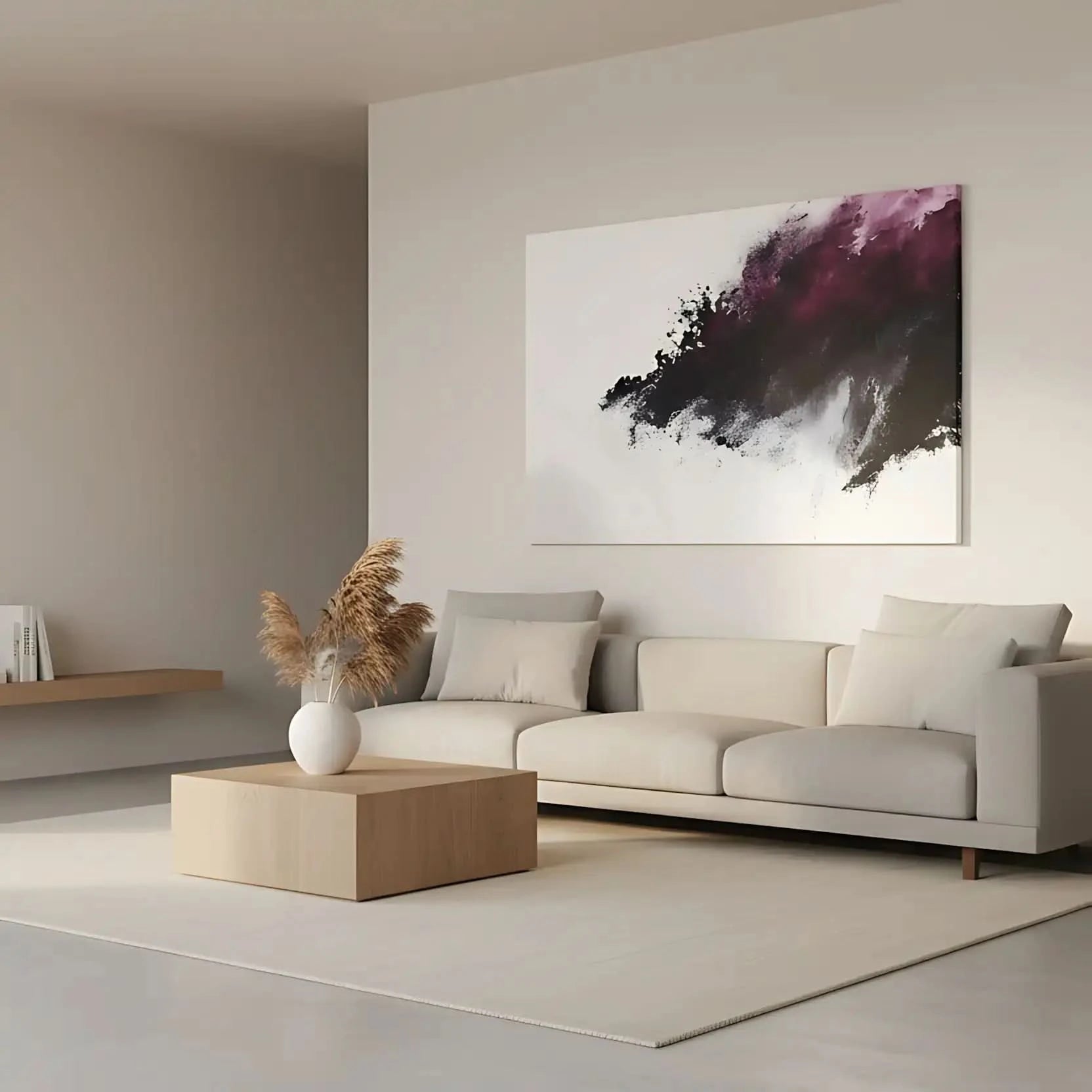 Flamme abstraite avec des couleurs noires et rouges, évoquant énergie brute et mystère, idéale pour un salon moderne et un décor contemporain.