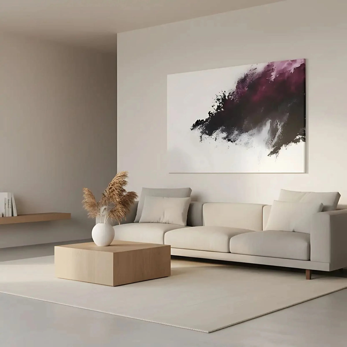 Flamme abstraite avec des couleurs noires et rouges, évoquant énergie brute et mystère, idéale pour un salon moderne et un décor contemporain.