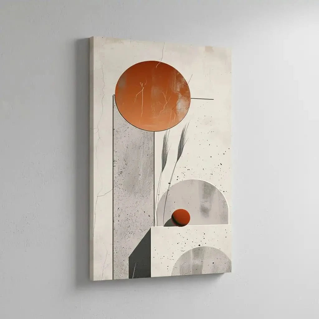 Peinture abstraite de formes géométriques équilibrées, apportant une sensation de sérénité et de sophistication.