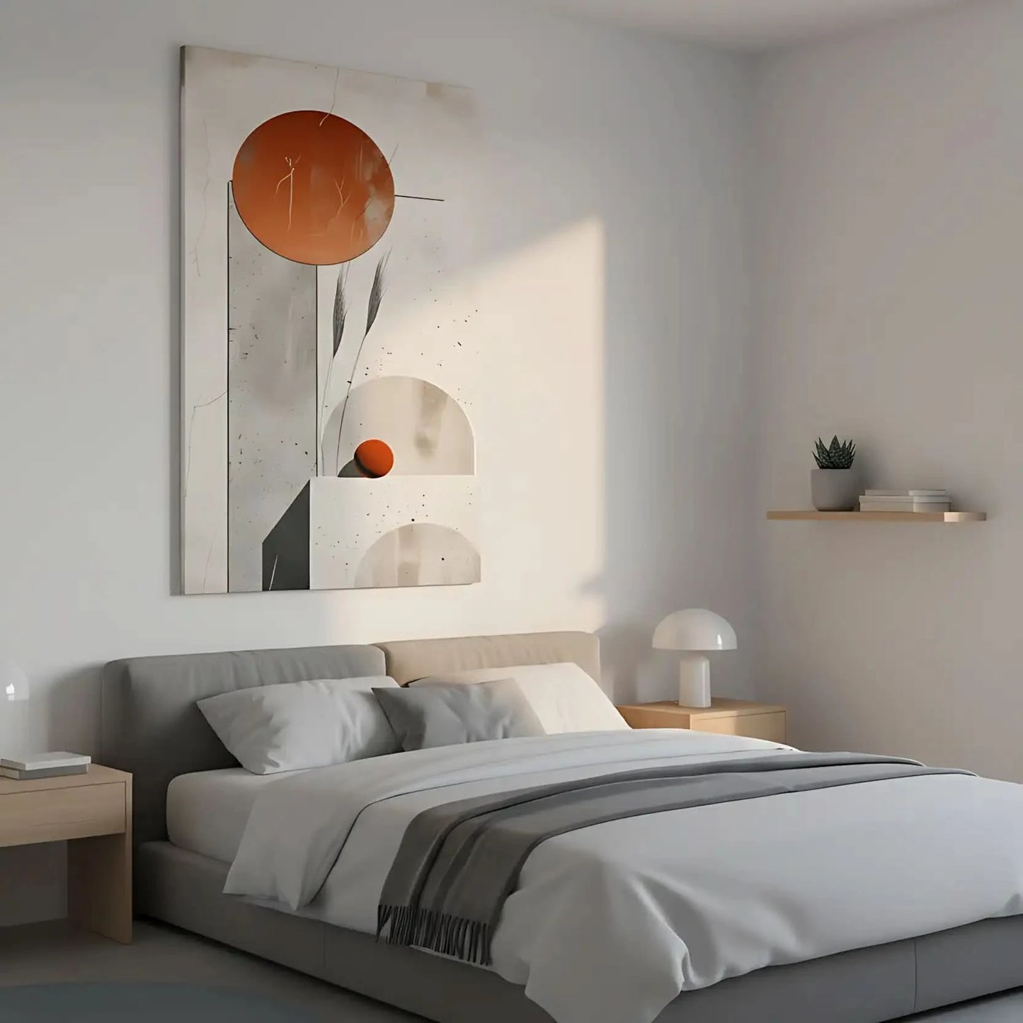 Peinture abstraite de formes géométriques équilibrées, apportant une sensation de sérénité et de sophistication.