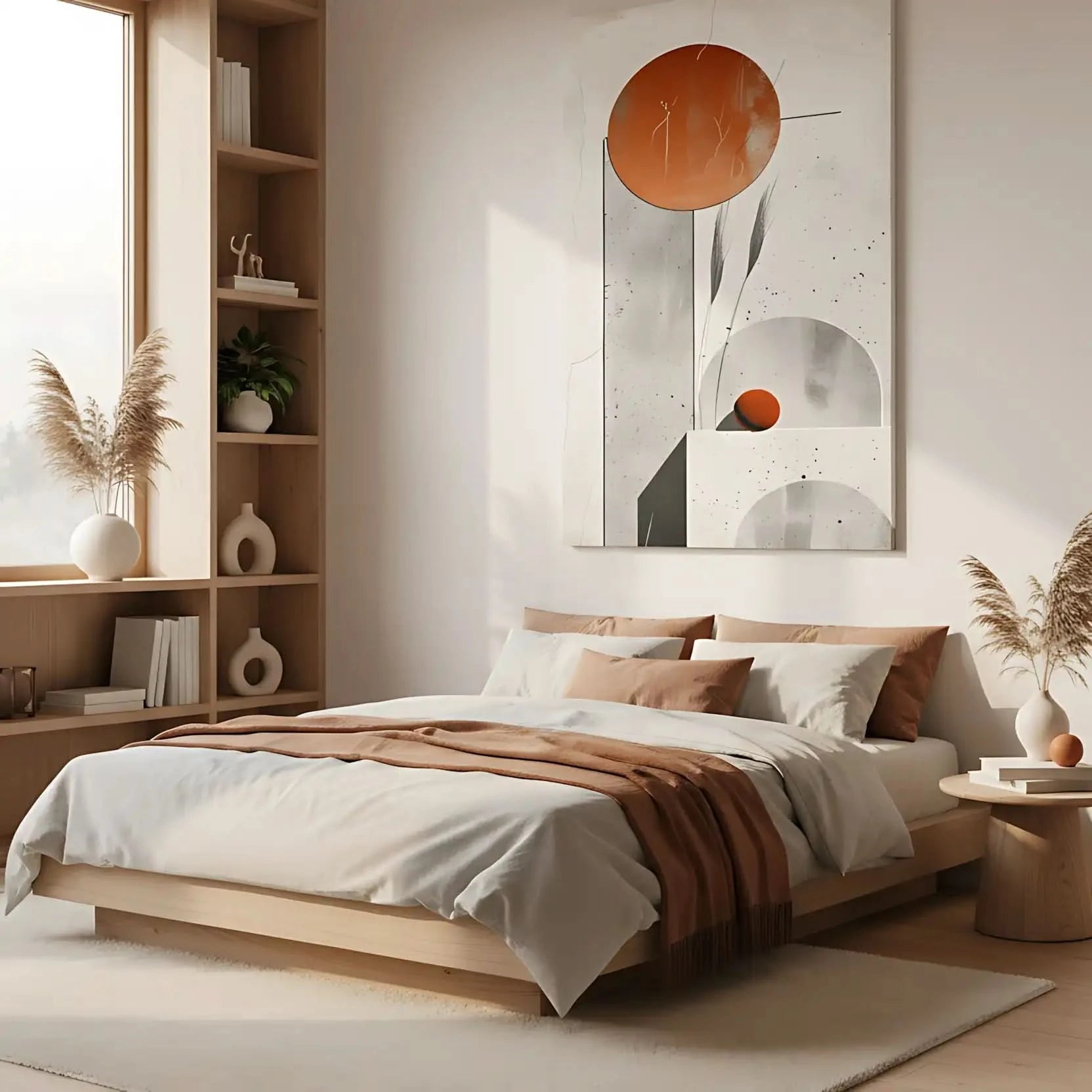 Peinture abstraite de formes géométriques équilibrées, apportant une sensation de sérénité et de sophistication.