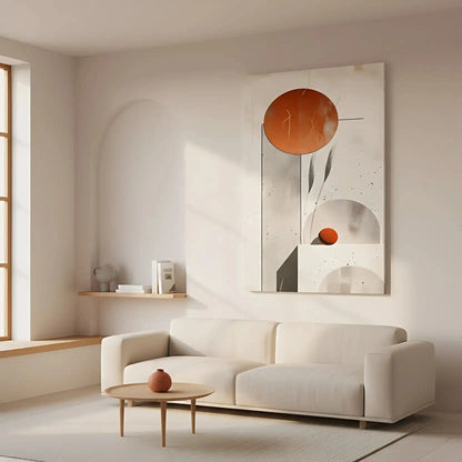 Peinture abstraite de formes géométriques équilibrées, apportant une sensation de sérénité et de sophistication.
