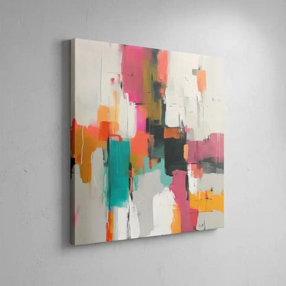 Tableau abstrait aux couleurs vives et contrastées, idéal pour des espaces contemporains.