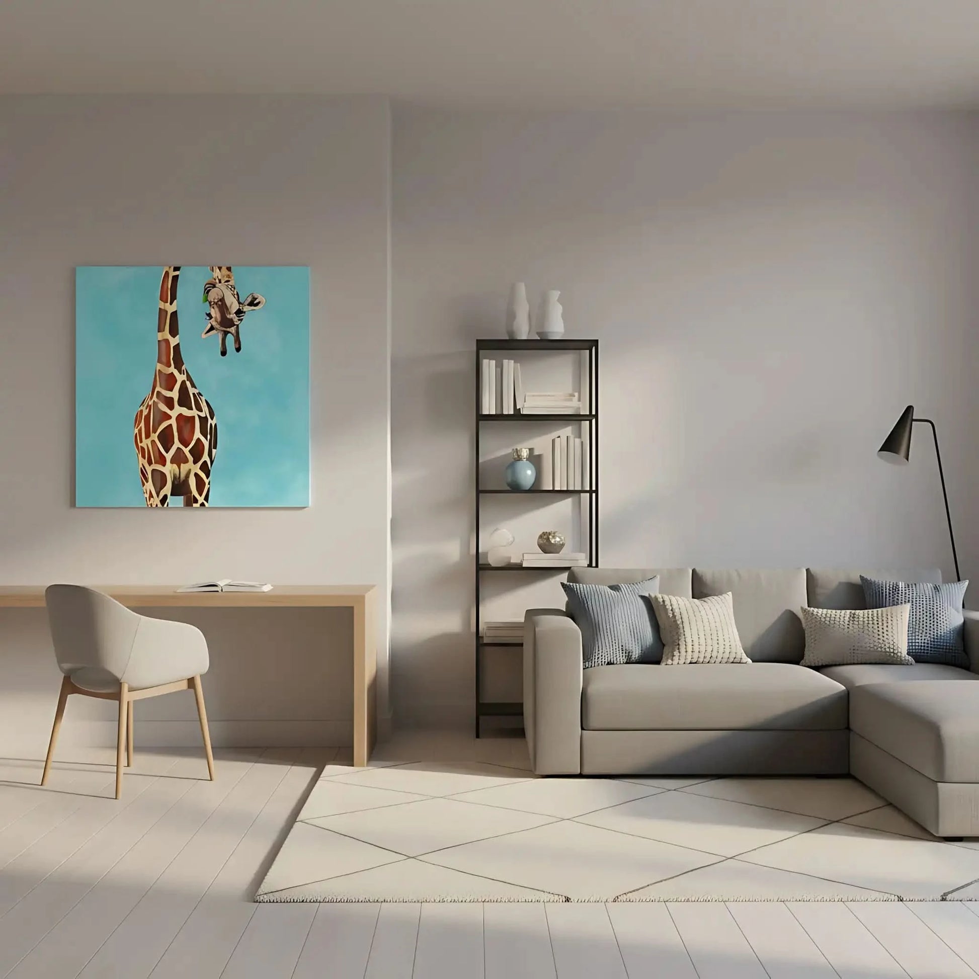 Girafe colorée avec des taches distinctes, captivant et élégant, apportant de la joie et de la douceur.