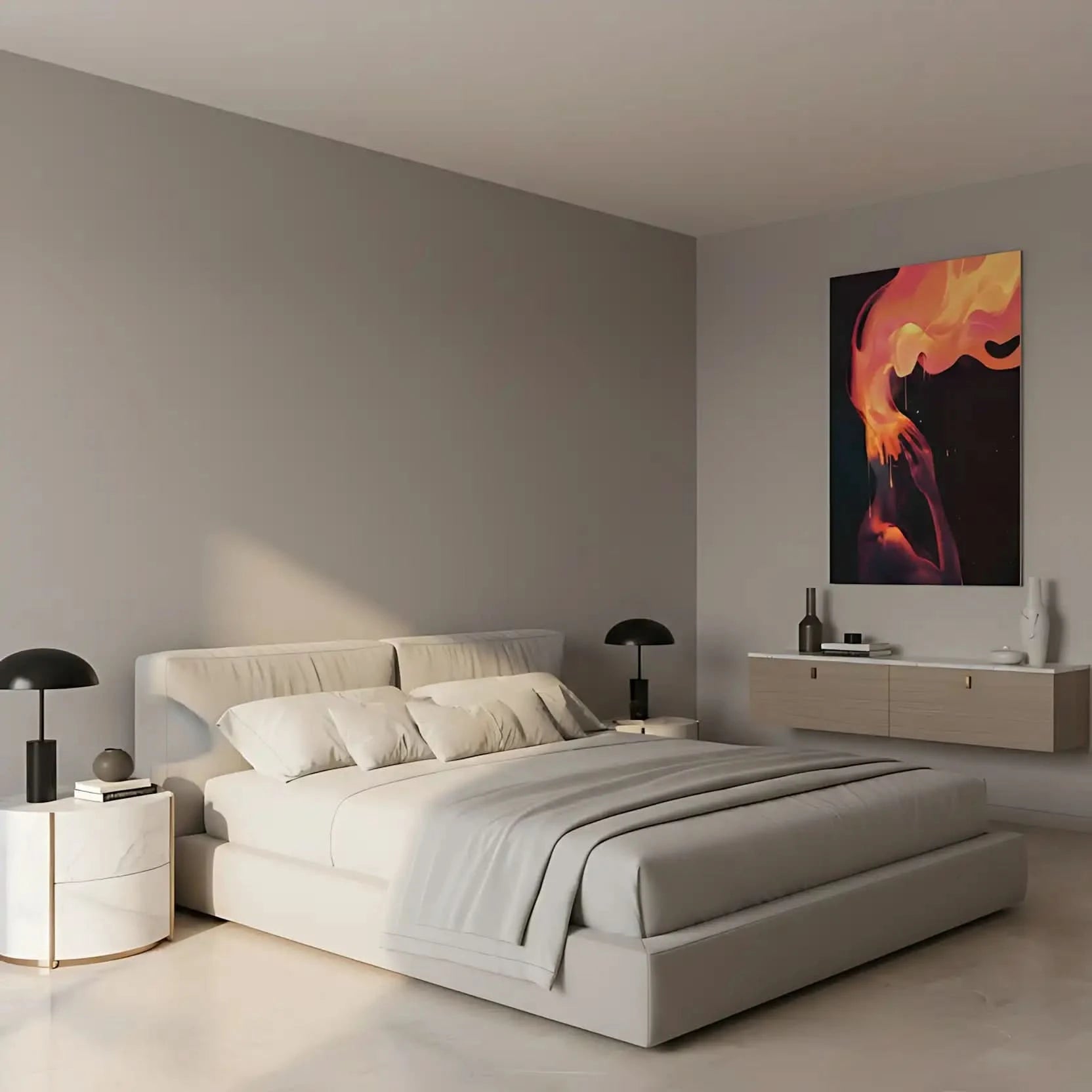 Peinture abstraite vibrante, où des éclats de couleurs vives symbolisent tourment intérieur et la lutte entre émotion brute et calme.