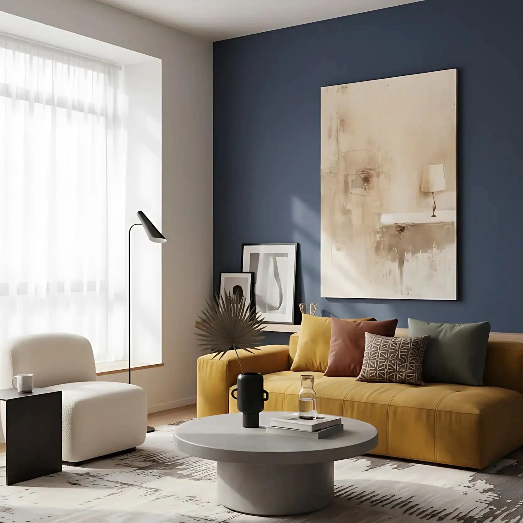 Peinture représentant une lampe solitaire éclairée dans un espace calme et doux, créant une atmosphère intime et apaisante.