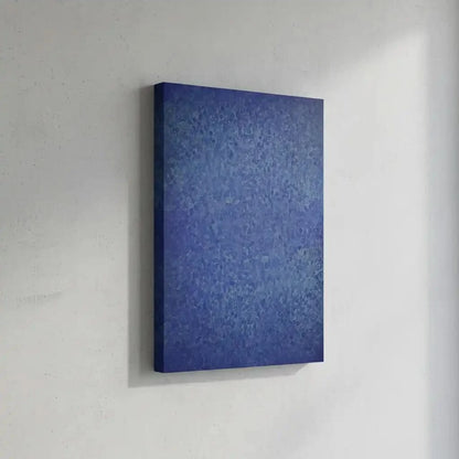 Tableau abstrait en nuances de bleu avec textures organiques. Atmosphère immersive, idéal pour un salon moderne.