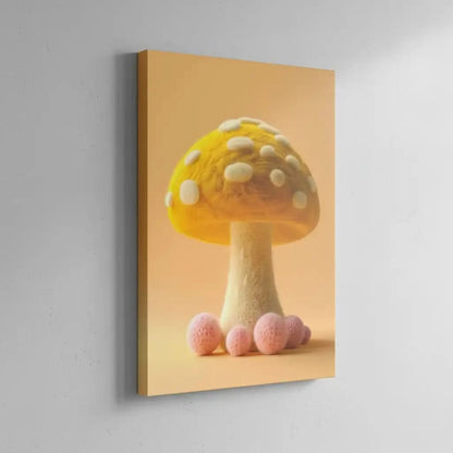 Illustration d'un champignon doux et coloré avec des formes arrondies et des textures apaisantes, créant une atmosphère sereine.
