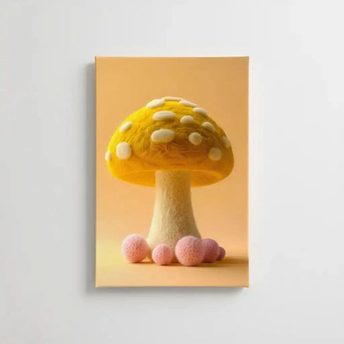 Illustration d'un champignon doux et coloré avec des formes arrondies et des textures apaisantes, créant une atmosphère sereine.