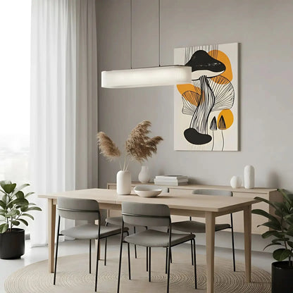 Peinture abstraite de champignons avec des lignes noires et orange, créant une ambiance moderne, idéale pour un salon contemporain.