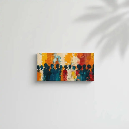 Un groupe de silhouettes colorées dans une explosion de couleurs vives, parfait pour apporter une touche dynamique à votre salon ou bureau.