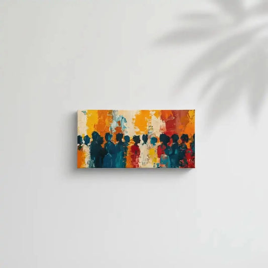Un groupe de silhouettes colorées dans une explosion de couleurs vives, parfait pour apporter une touche dynamique à votre salon ou bureau.