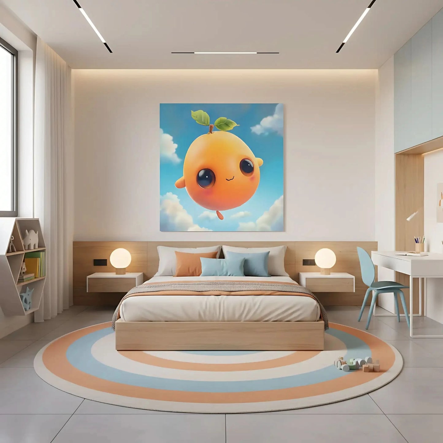 Paysage paisible avec des champs dorés sous un soleil éclatant, créant une ambiance sereine et chaleureuse, idéale pour un salon ou une chambre apaisante.