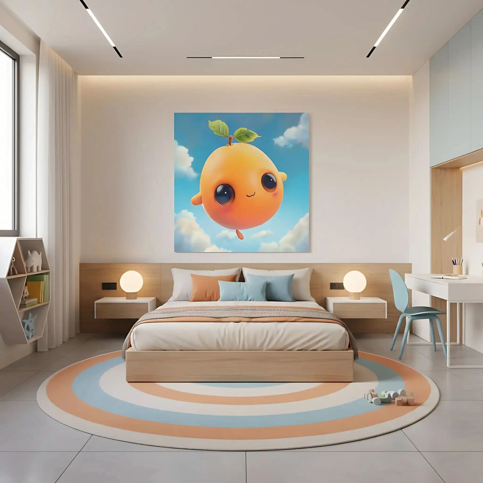 Paysage paisible avec des champs dorés sous un soleil éclatant, créant une ambiance sereine et chaleureuse, idéale pour un salon ou une chambre apaisante.