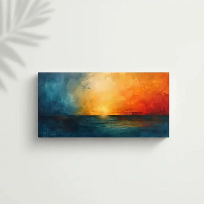 Une mer calme baignée par des couleurs chaudes et apaisantes, idéale pour créer une ambiance sereine dans votre salon ou chambre.