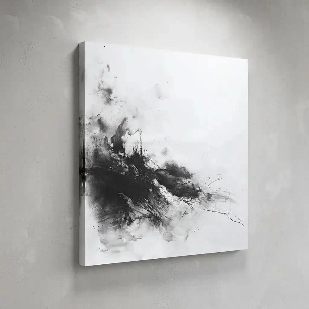 Oeuvre abstraite jouant avec des ombres et des lumières, apportant une touche de profondeur et de mystère à la décoration intérieure.