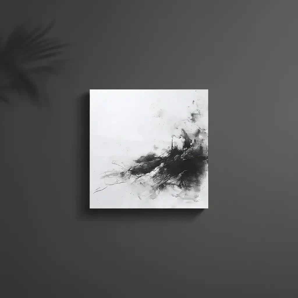 Oeuvre abstraite jouant avec des ombres et des lumières, apportant une touche de profondeur et de mystère à la décoration intérieure.