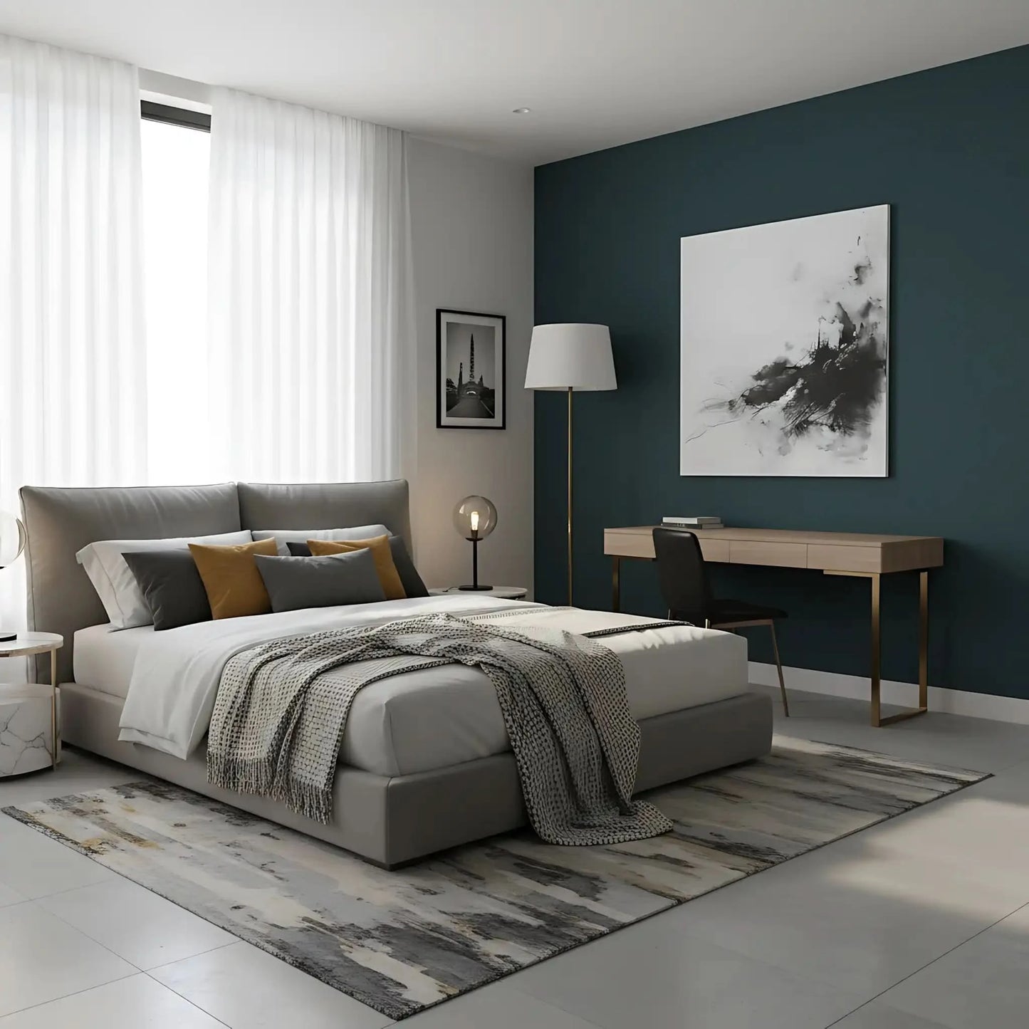 Oeuvre abstraite jouant avec des ombres et des lumières, apportant une touche de profondeur et de mystère à la décoration intérieure.