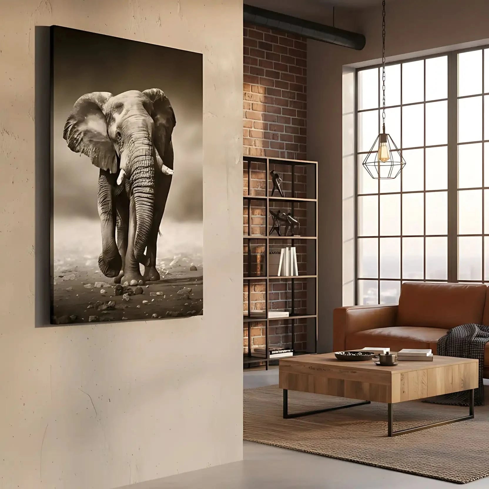 Photo noir et blanc d'un éléphant solitaire marchant sur terrain rocailleux, capturant sa force et sa majesté.