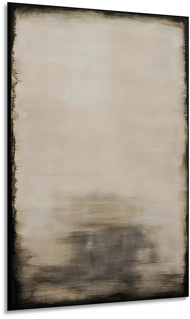 Tableau minimaliste en tons beige et noir avec effet vieilli. Ambiance apaisante, idéal pour un salon moderne.