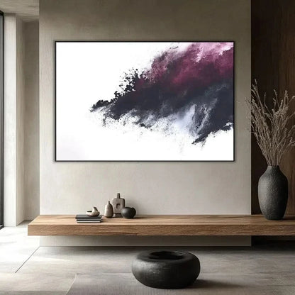 Flamme abstraite avec des couleurs noires et rouges, évoquant énergie brute et mystère, idéale pour un salon moderne et un décor contemporain.