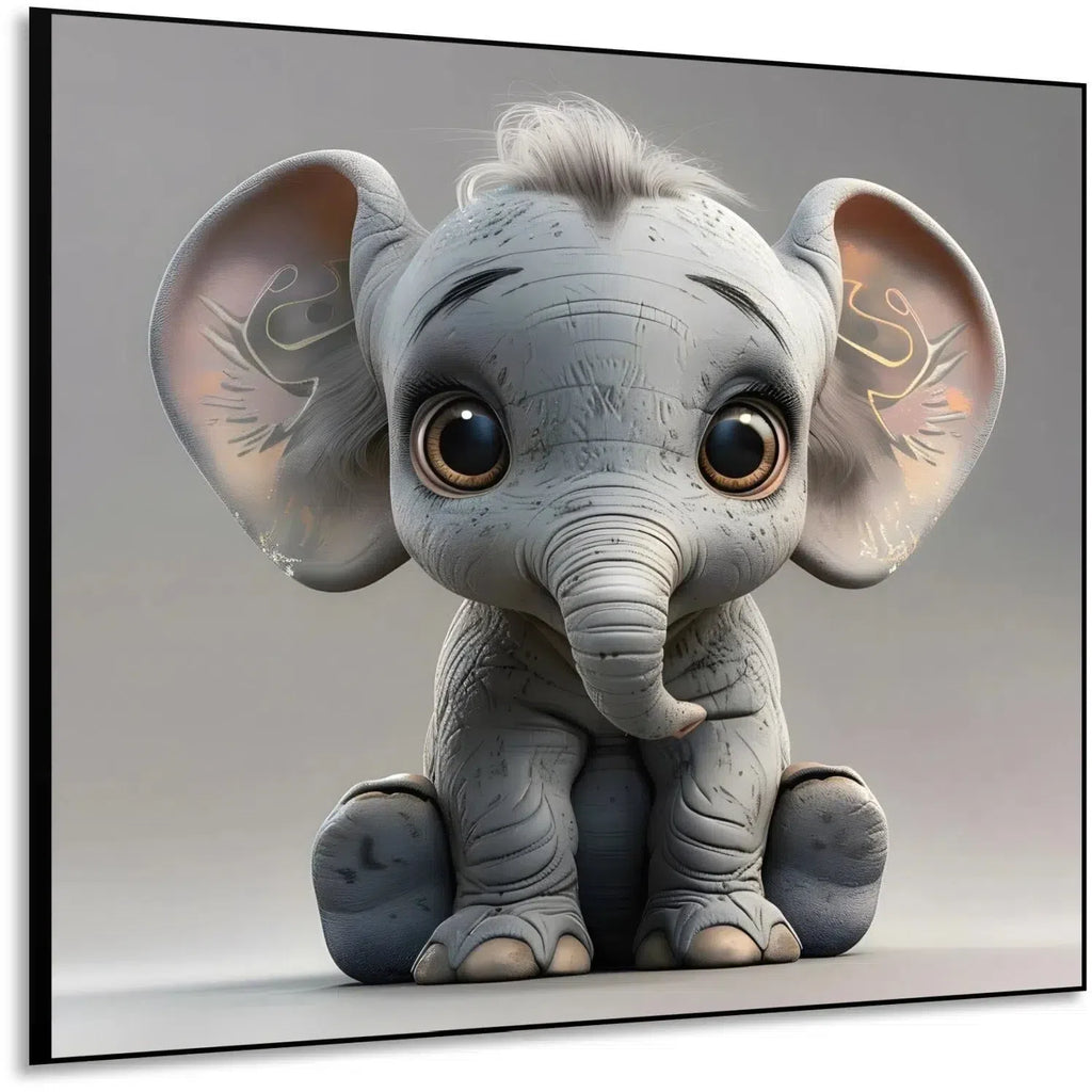 Illustration d'un éléphant adorable, apportant une touche de douceur et de confort à la décoration intérieure.