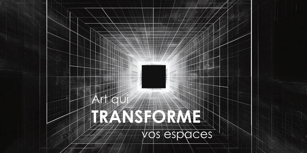 Image conceptuelle en noir et blanc avec perspective futuriste. Art qui transforme vos espaces.