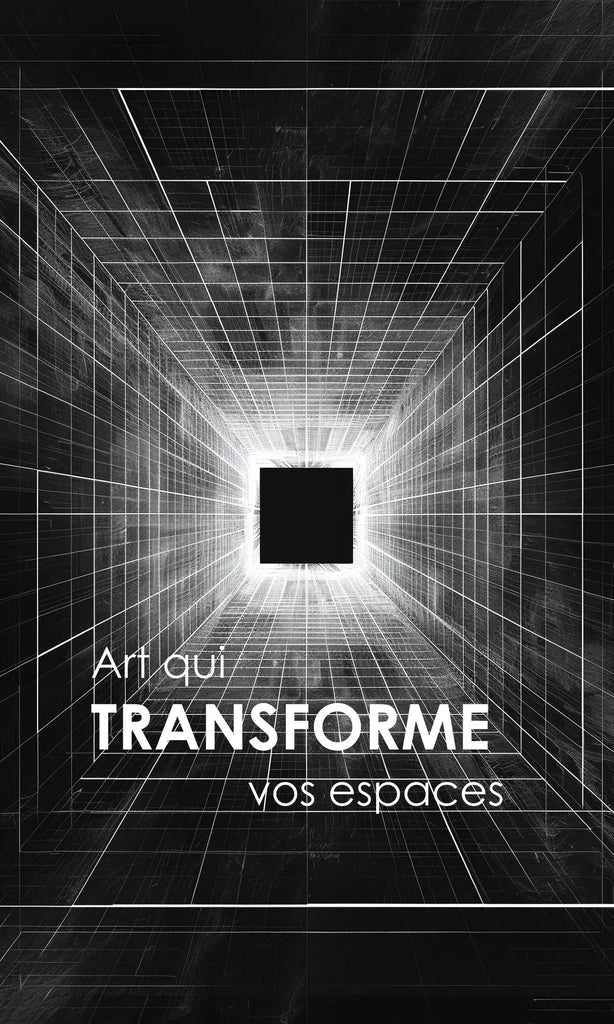 Image conceptuelle en noir et blanc avec perspective futuriste. Art qui transforme vos espaces.